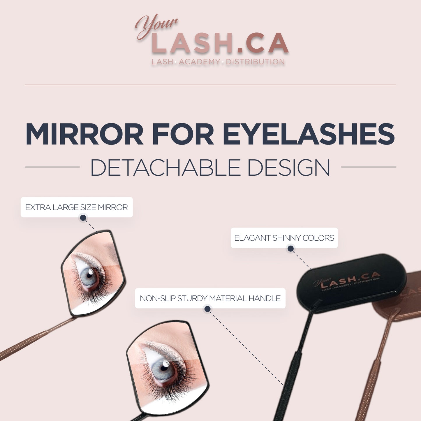 Mirror for eyelash extensions